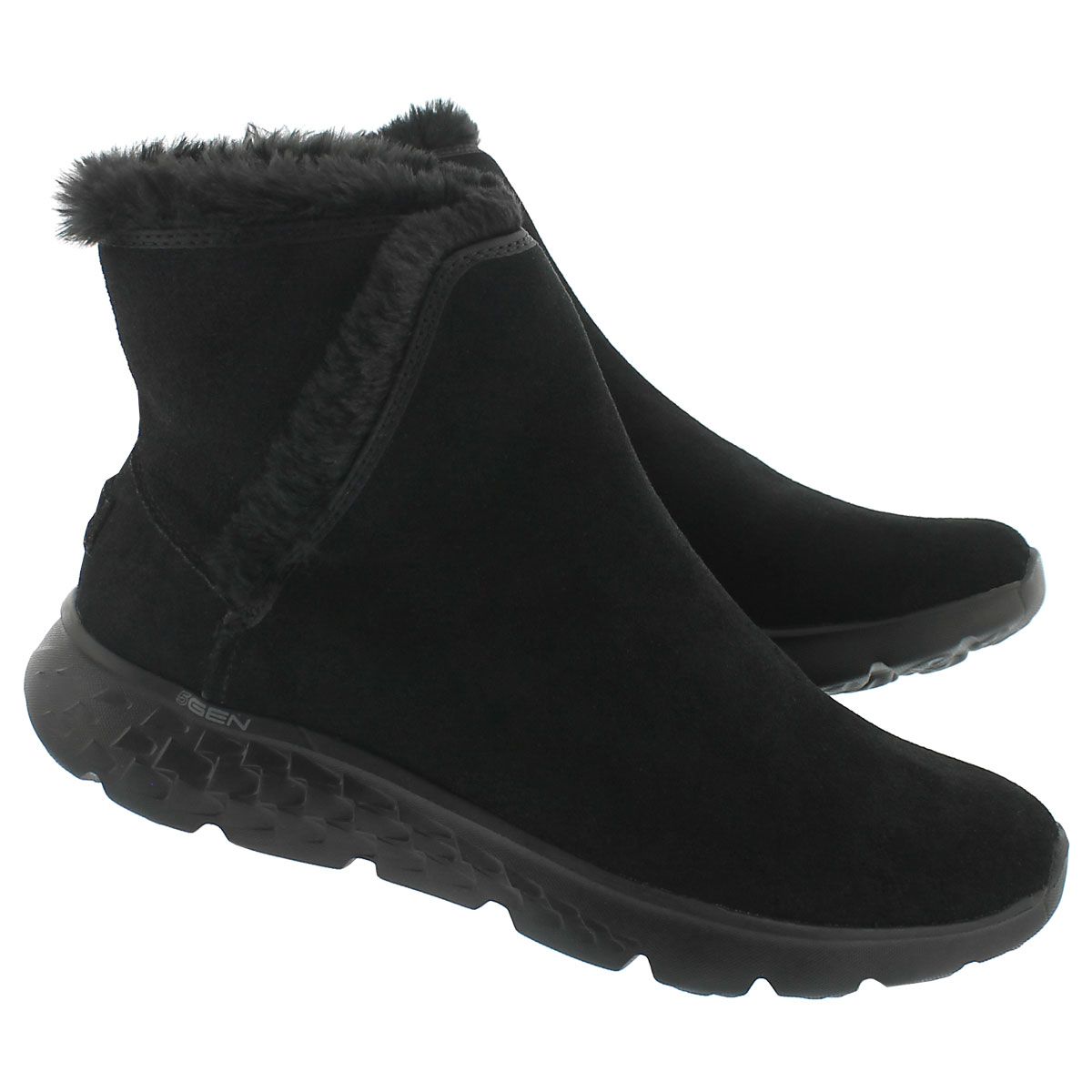 Lds 400 black pull on suede boot