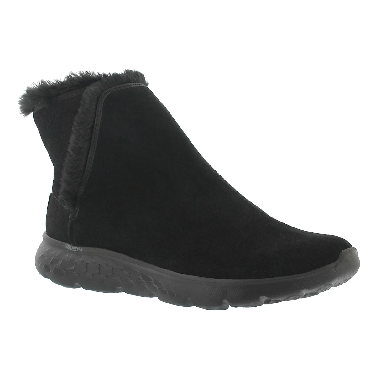 Lds 400 black pull on suede boot