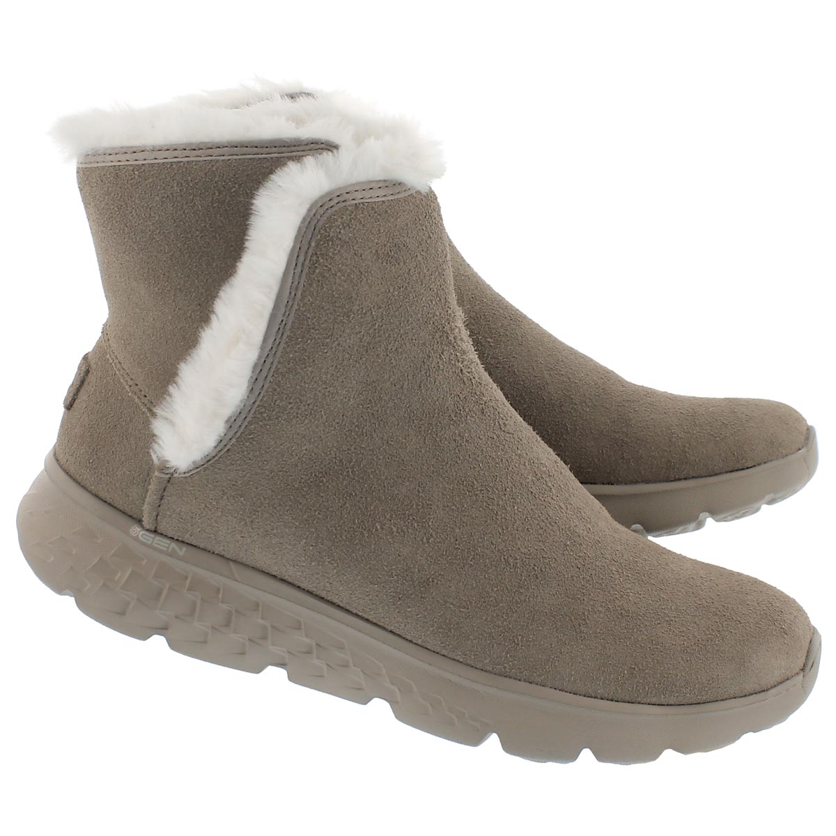 Lds 400 taupe pull on suede boot