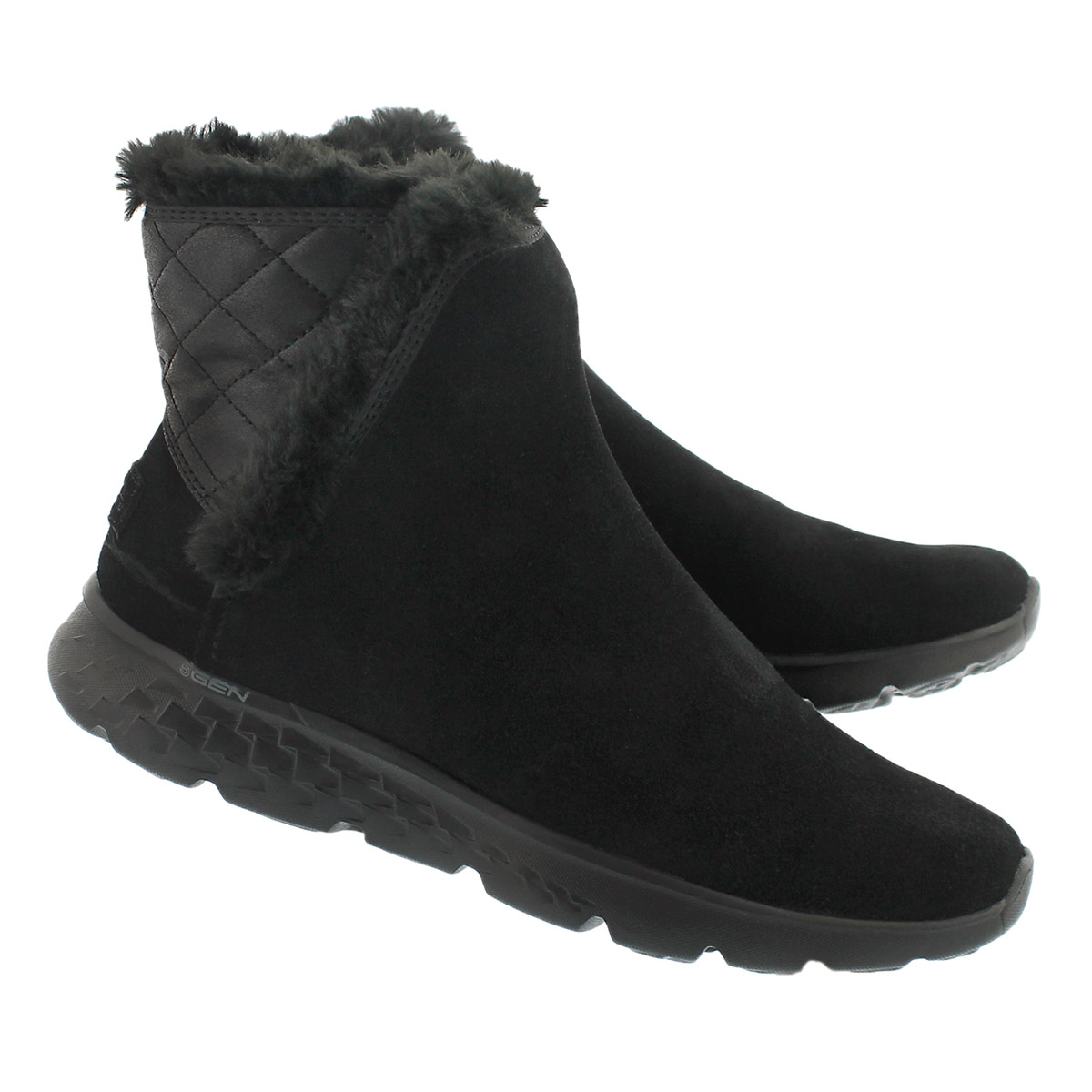 Lds 400 Cozies blk quilted suede boot