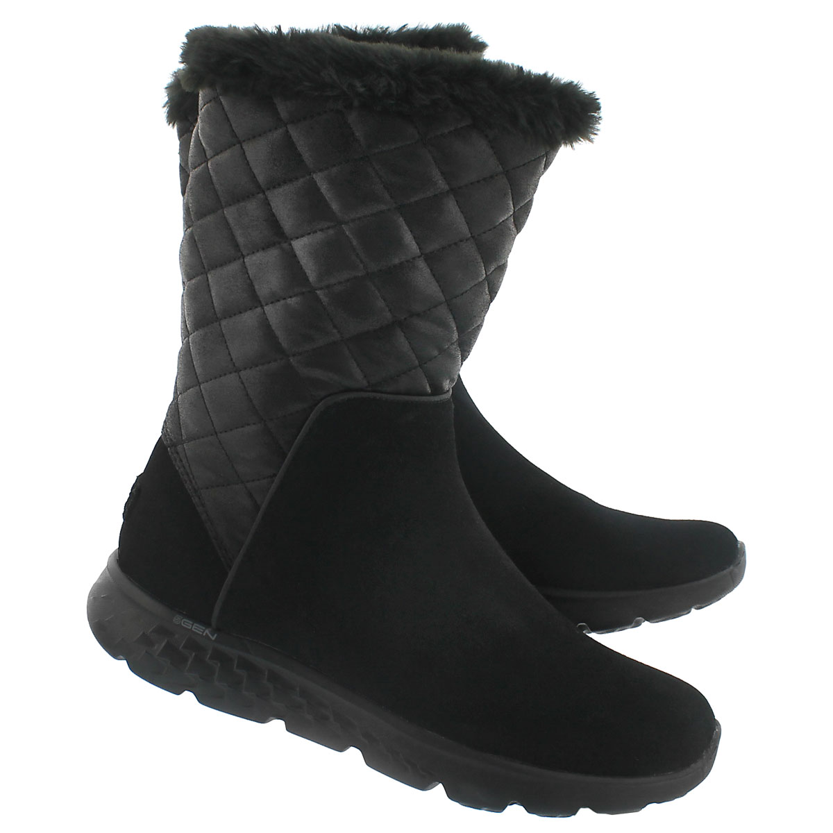 Lds 400 Snugly black quilted mid boot