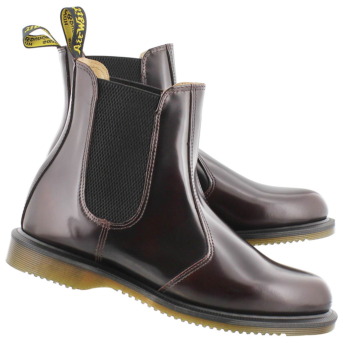 Lds Flora red pull on chelsea boot