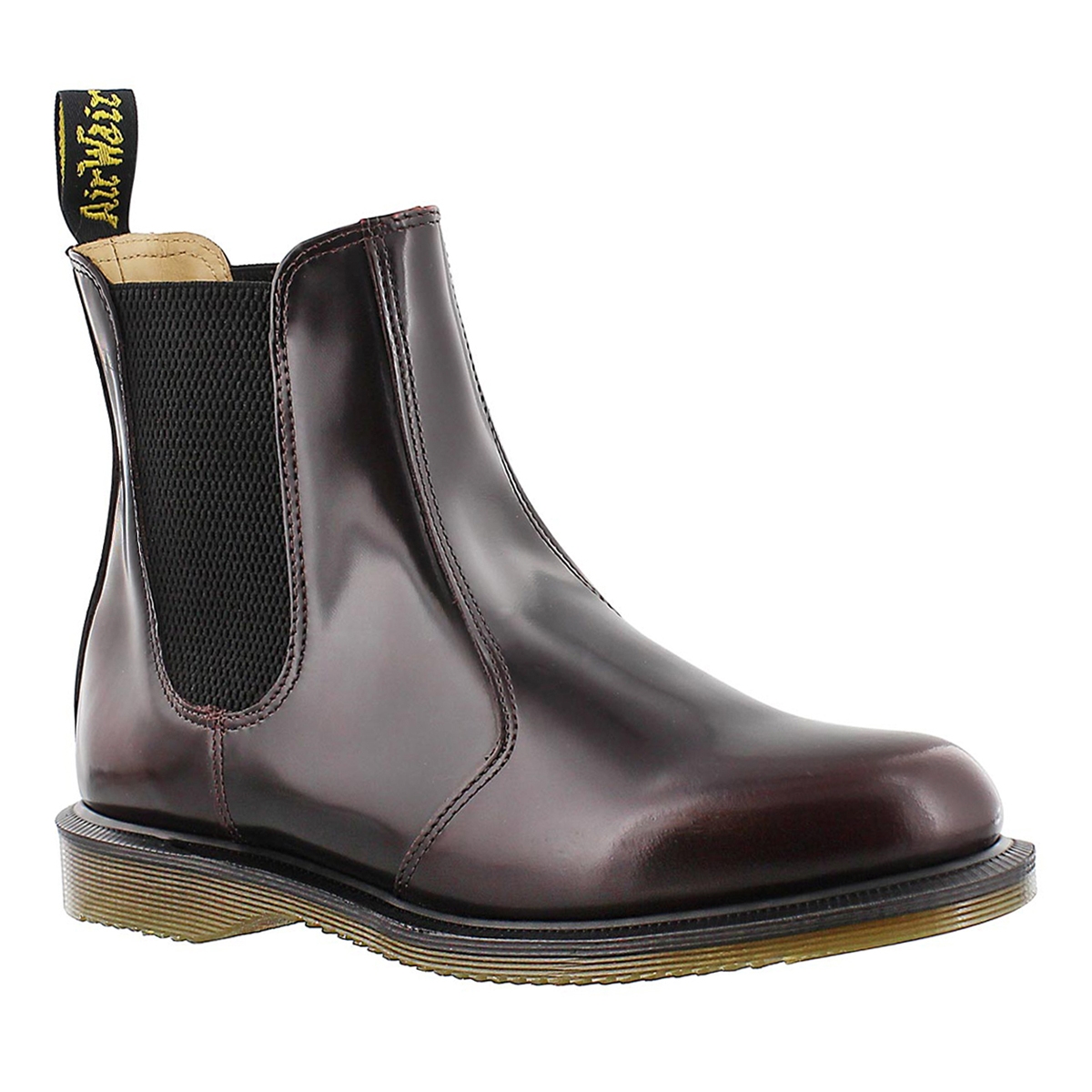 Lds Flora red pull on chelsea boot