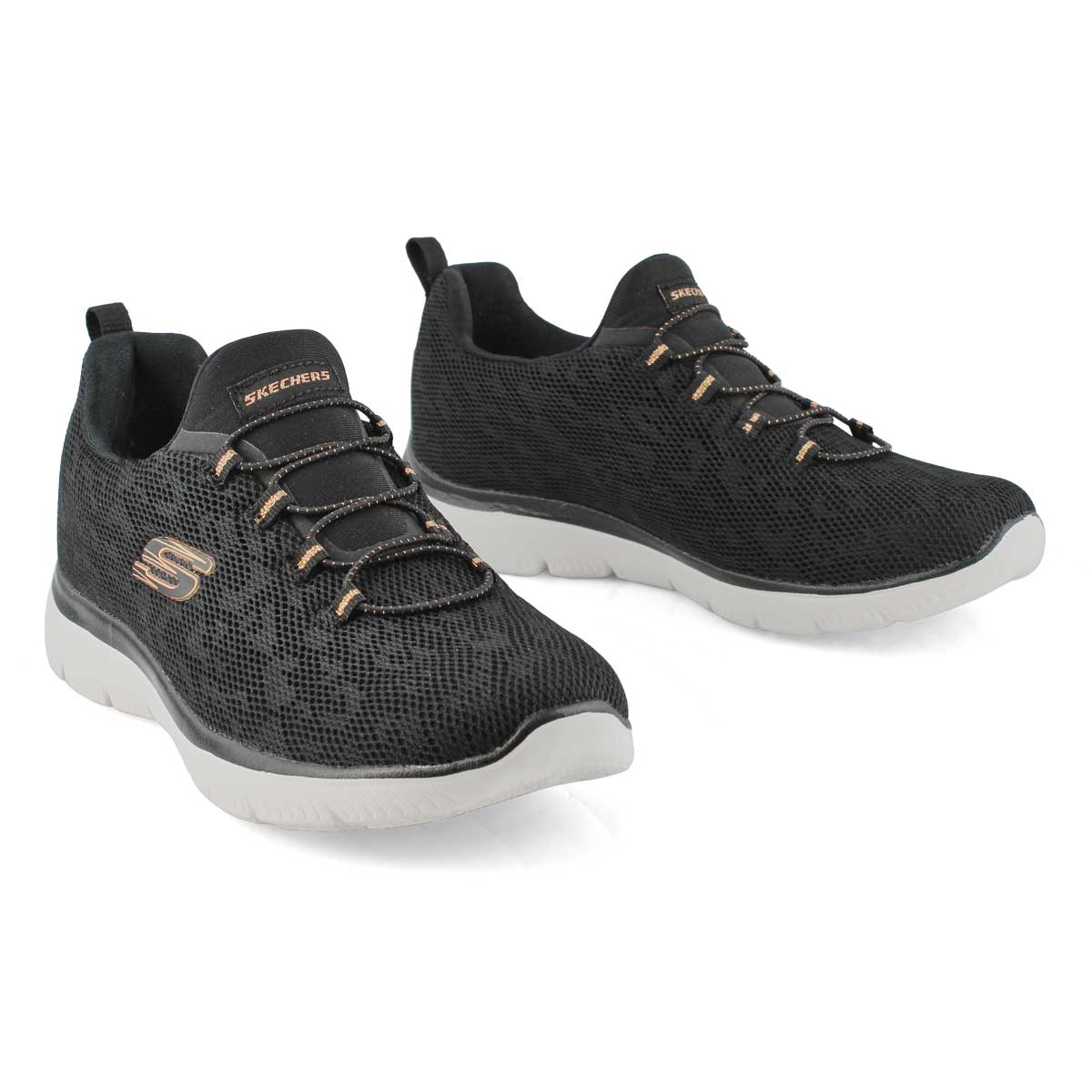 skechers black and rose gold sneakers