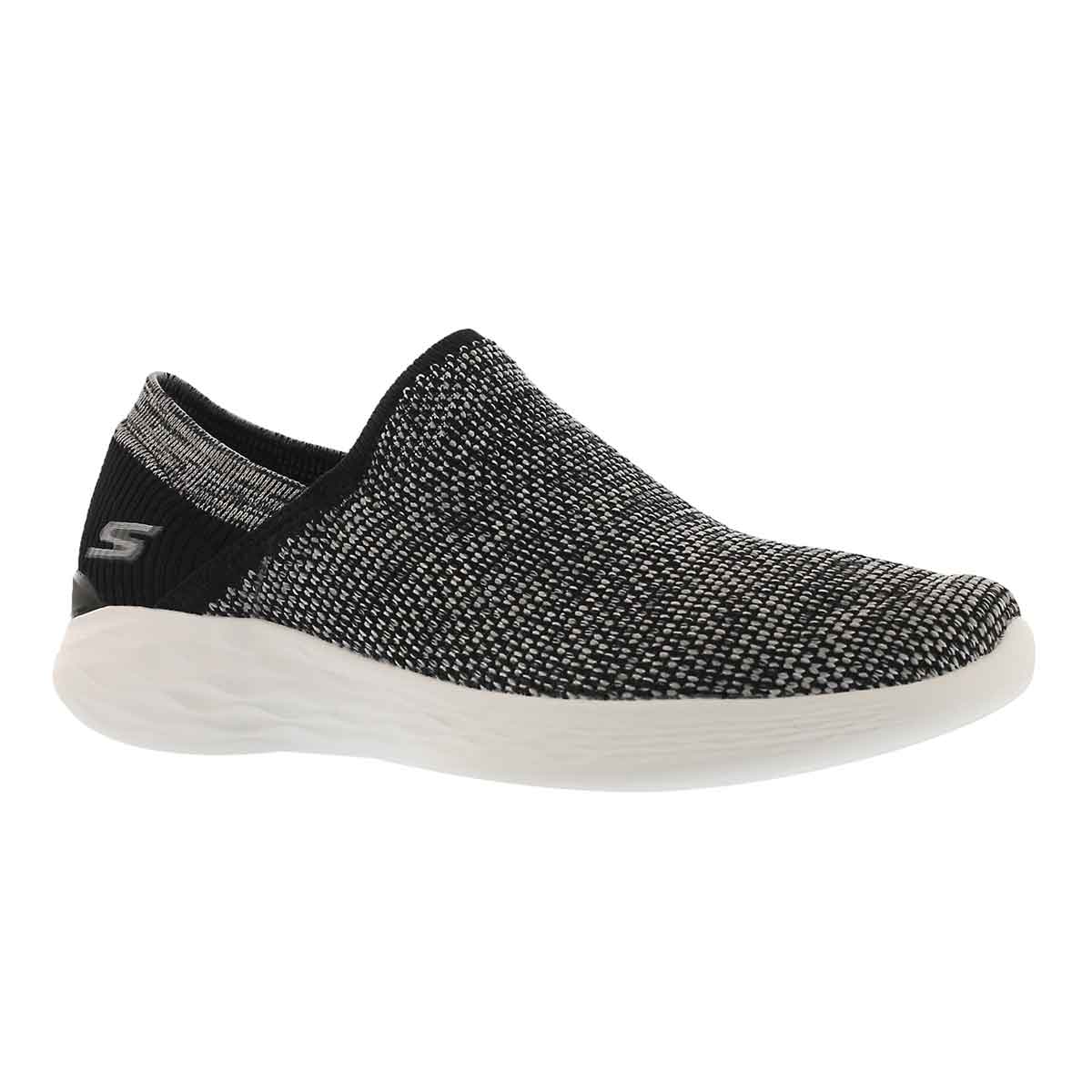 Lds YOU Rise blk/wht slipon walking shoe