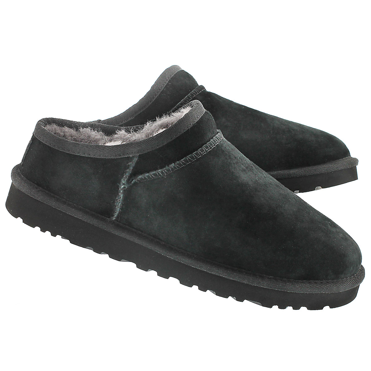 Pantoufles peau mouton Classic noir, fem