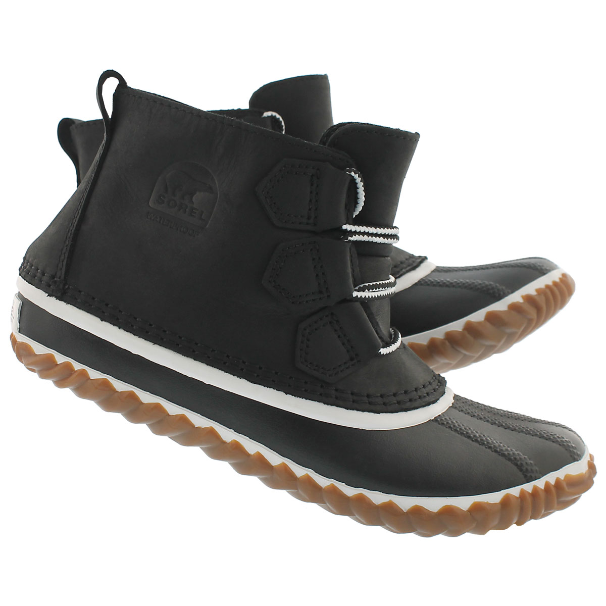 Lds Out'N About Leather blk casual booti
