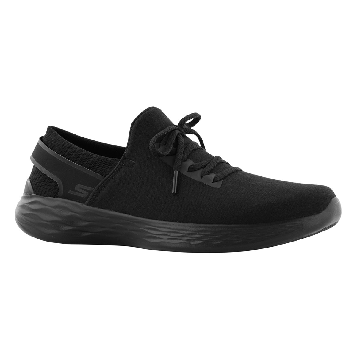 Lds YOU Ambiance blk lace slip on snkr