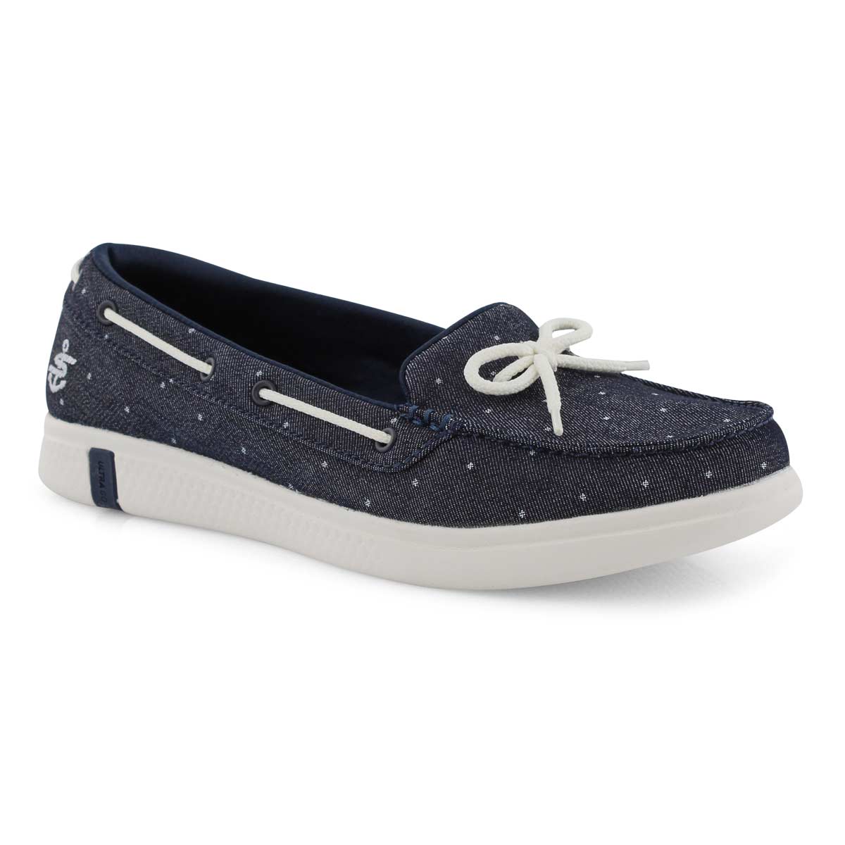 Lds Glide Ultra denim dot boat shoe