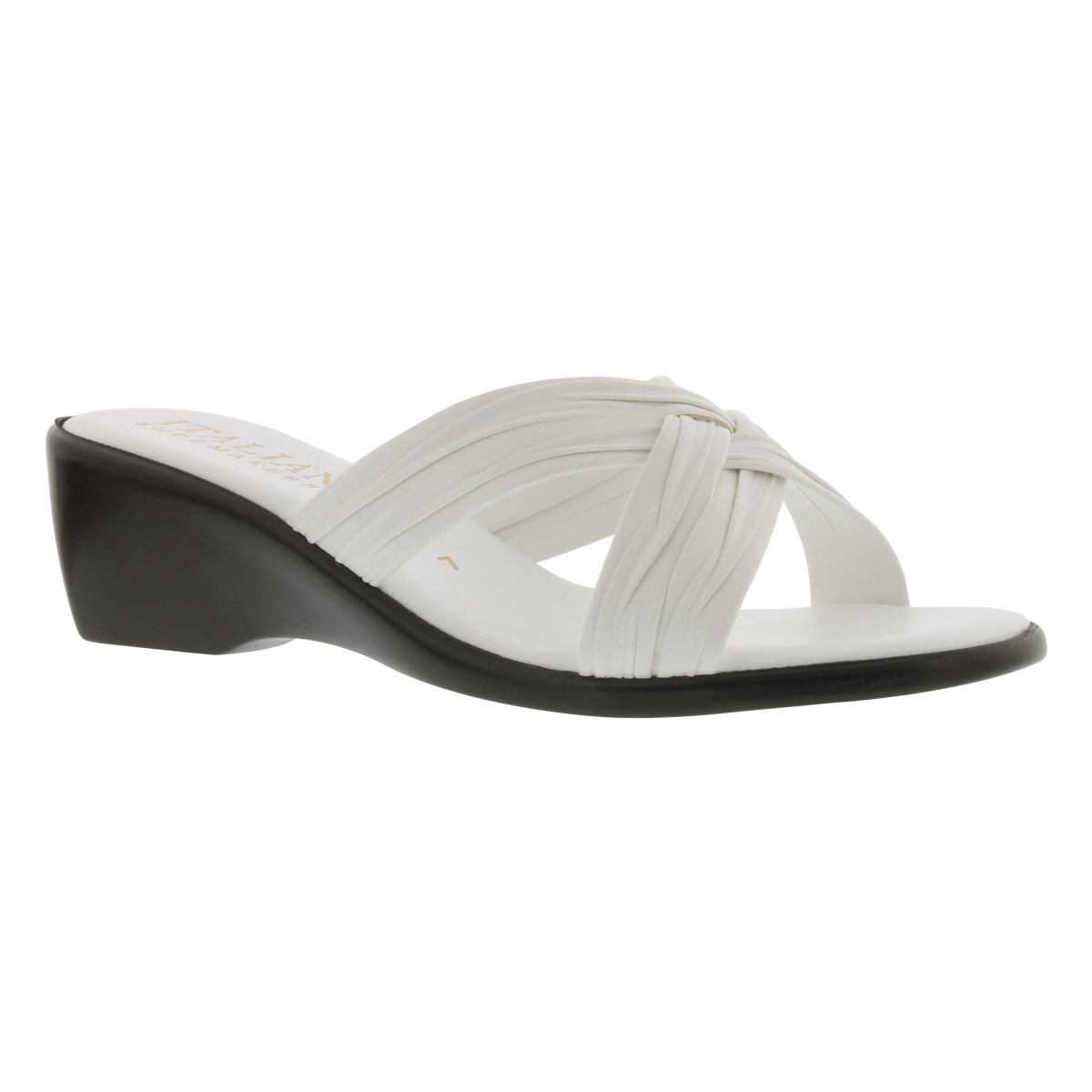 Women's CROSS VAMP WEDGE white slide sandals