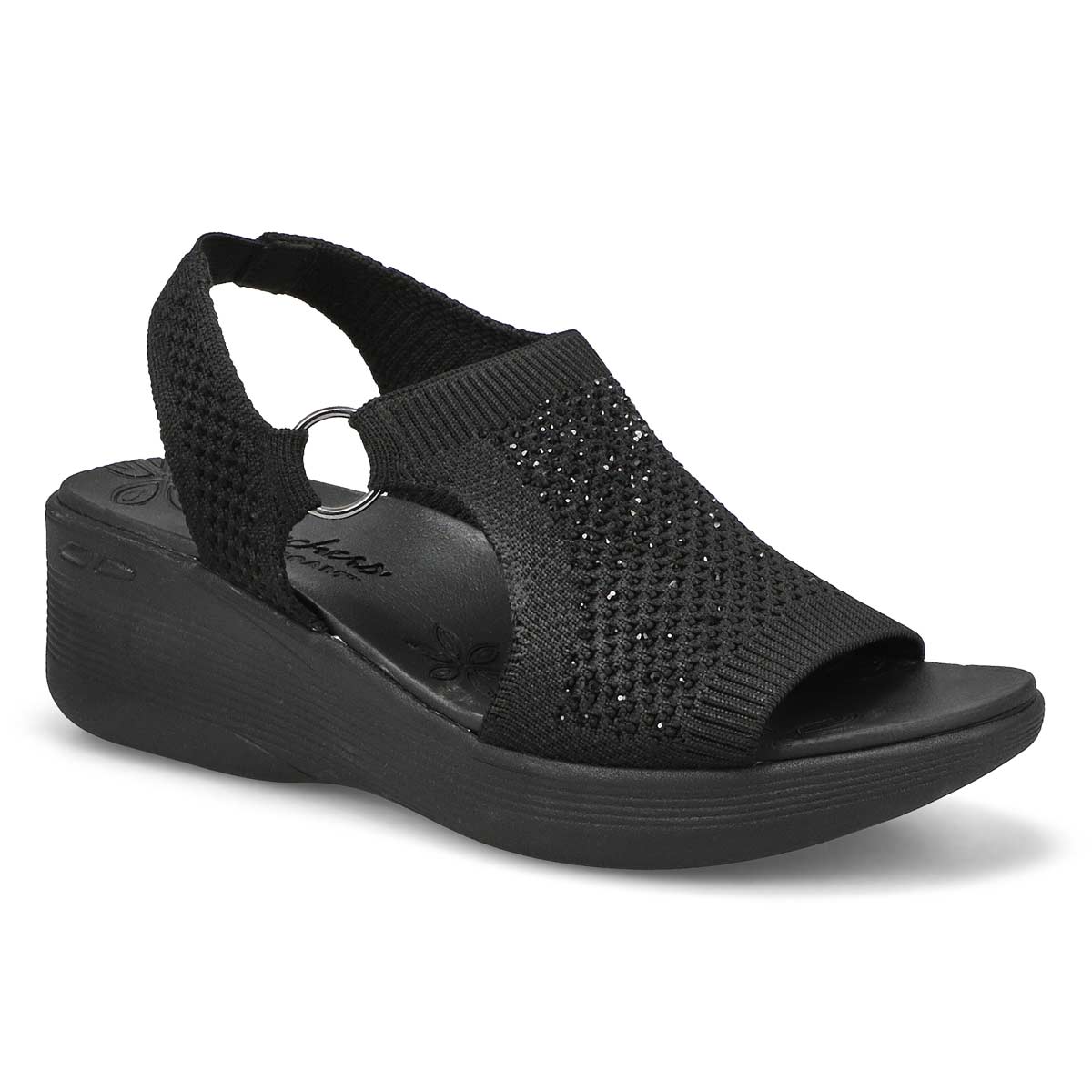 Womens Pier-Lite Slip-Ins Wedge Casual Sandal - Black