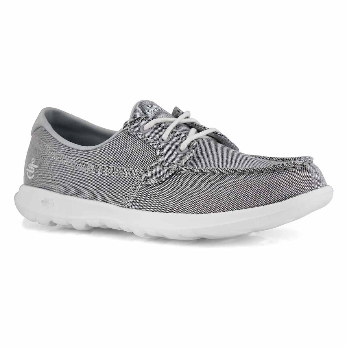 grey boat shoes