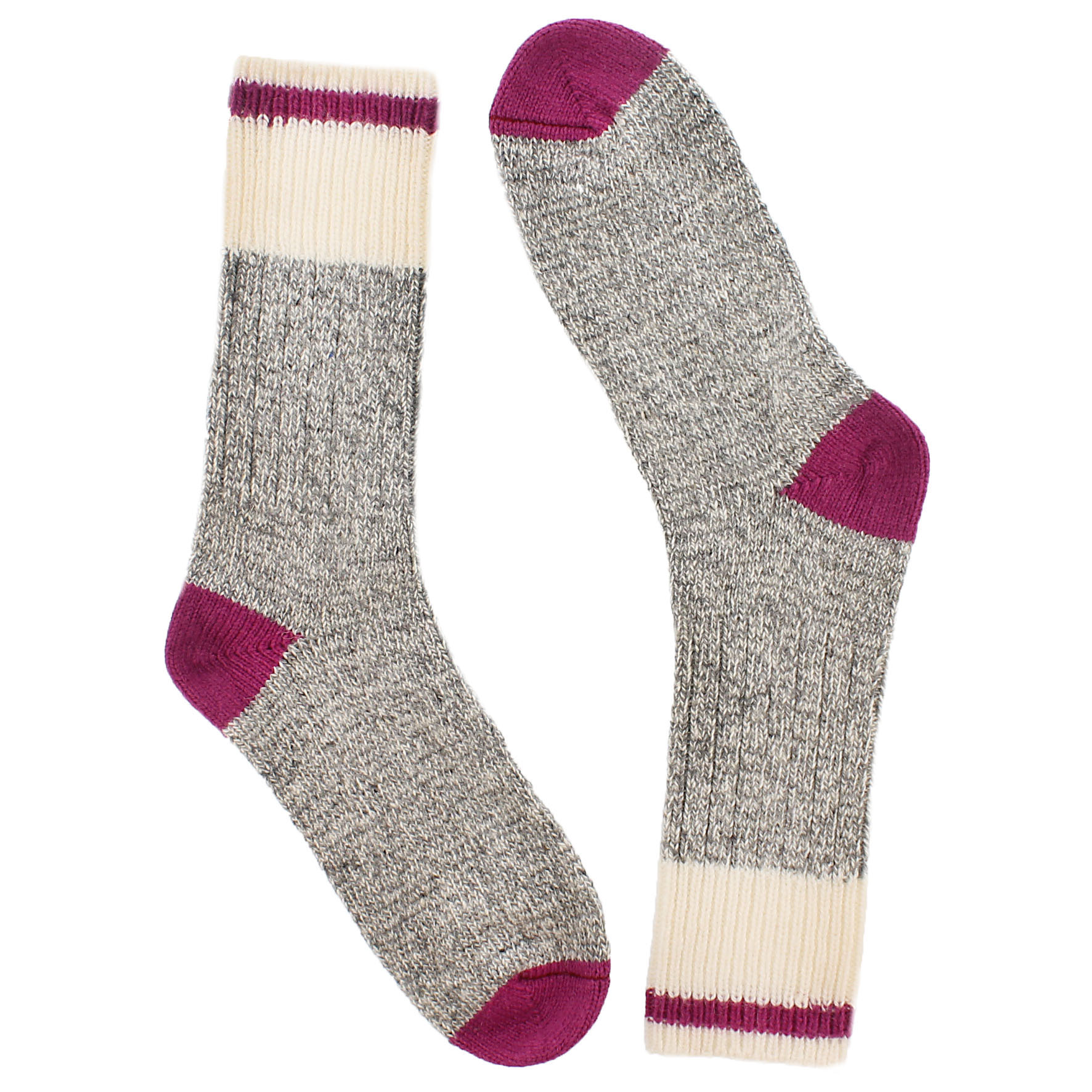 Lds Duray grey/pnk wool blend heavy sock