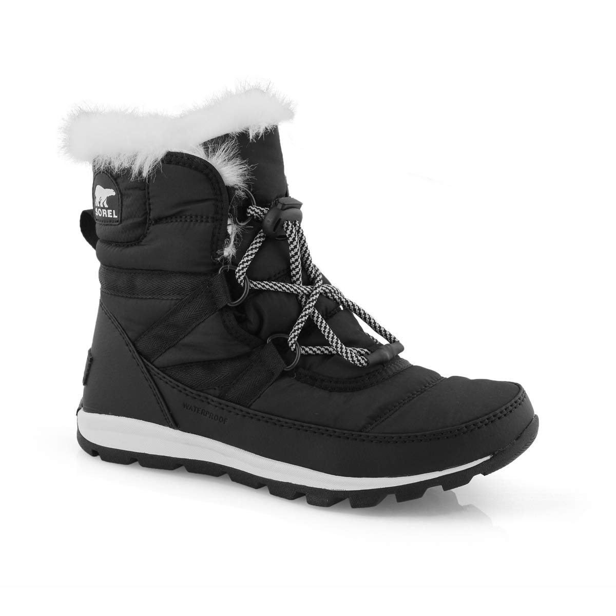 Grls Whitney Short Lace black snow boot