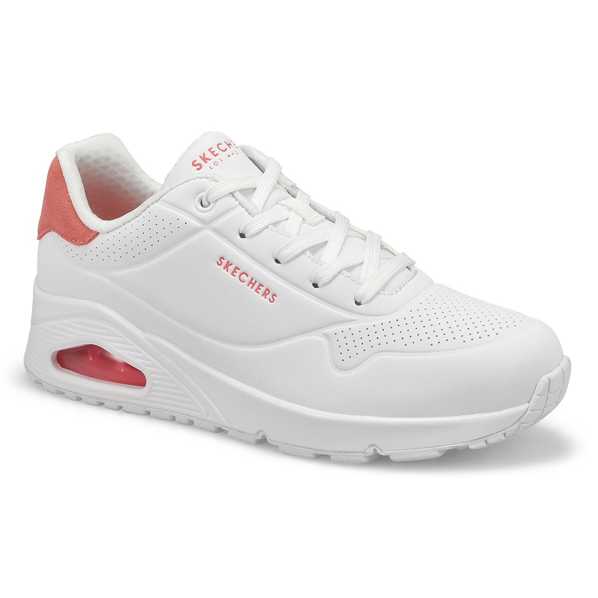 Womens  Uno Pop Back Lace Up Sneaker - White/Coral