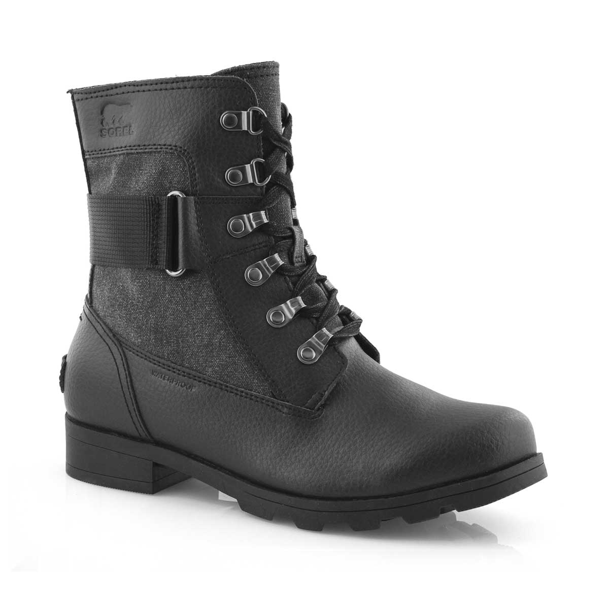 Grls Emelie Conquest blk combat boot