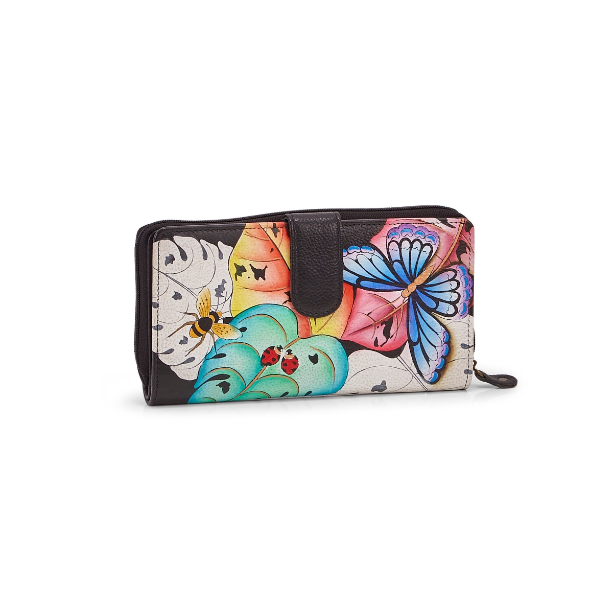 PortefeuilleLovelyLeaves cuir peint mlti