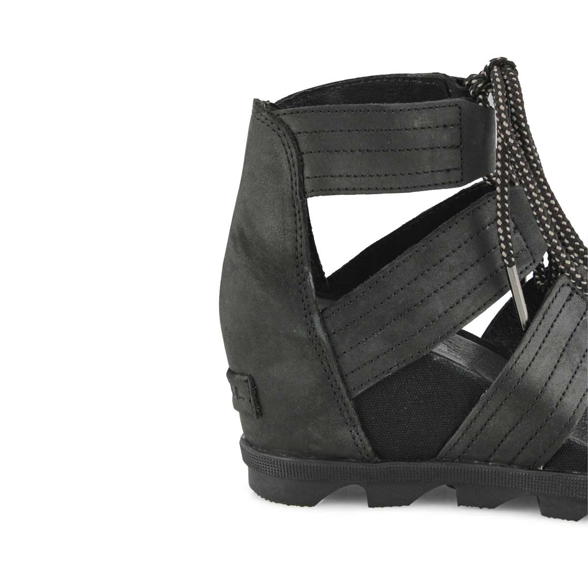 sorel joanie lace wedge sandal black