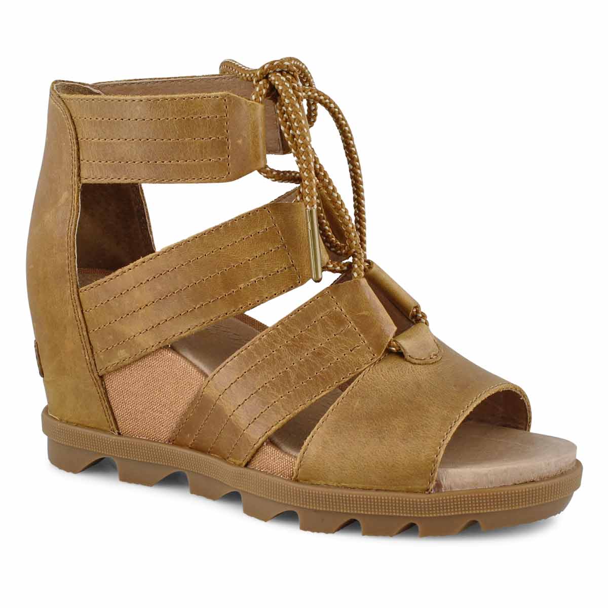 Lds Joanie II Lace camel brn wedge sndl
