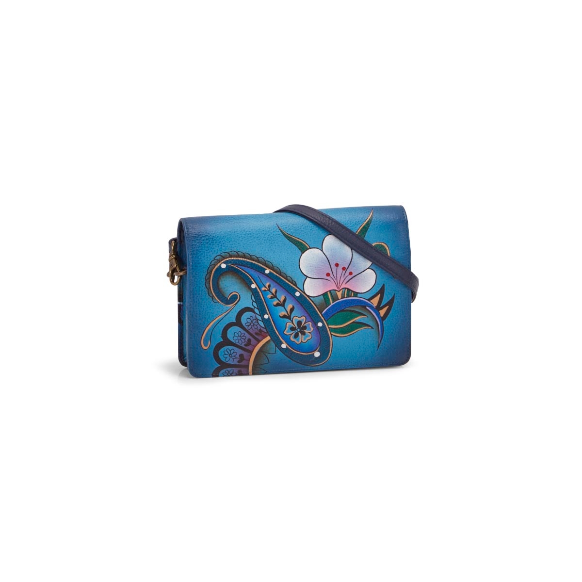 Painted lthr Denim Paisley Floral wallet