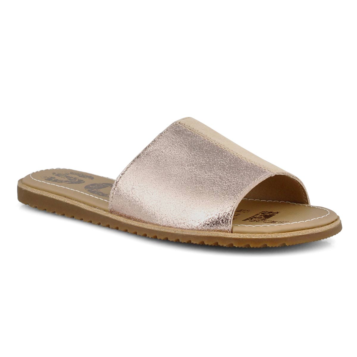 Lds Ella Block tan casual slide sandal