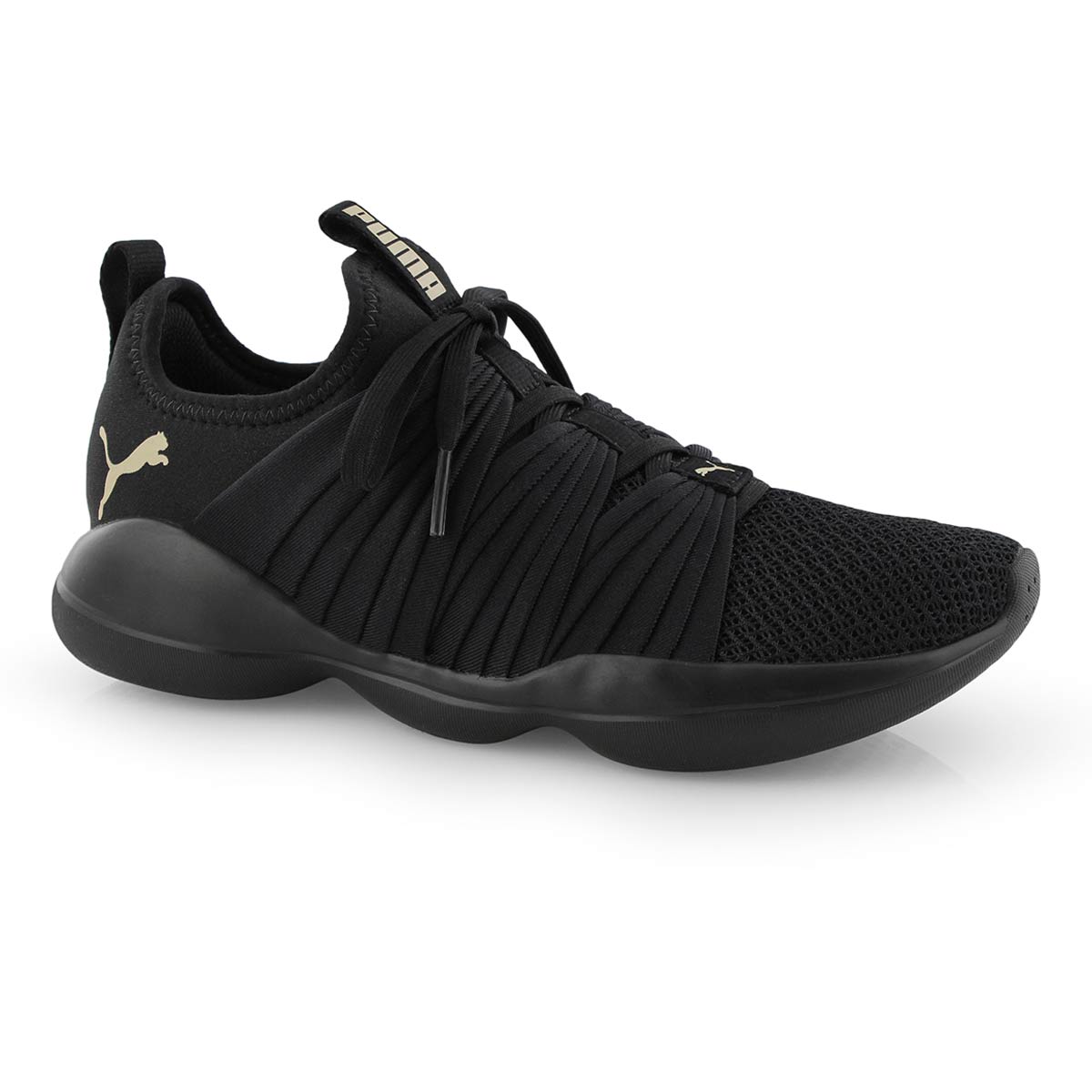 Lds Flourish blk/gld slip on sneaker