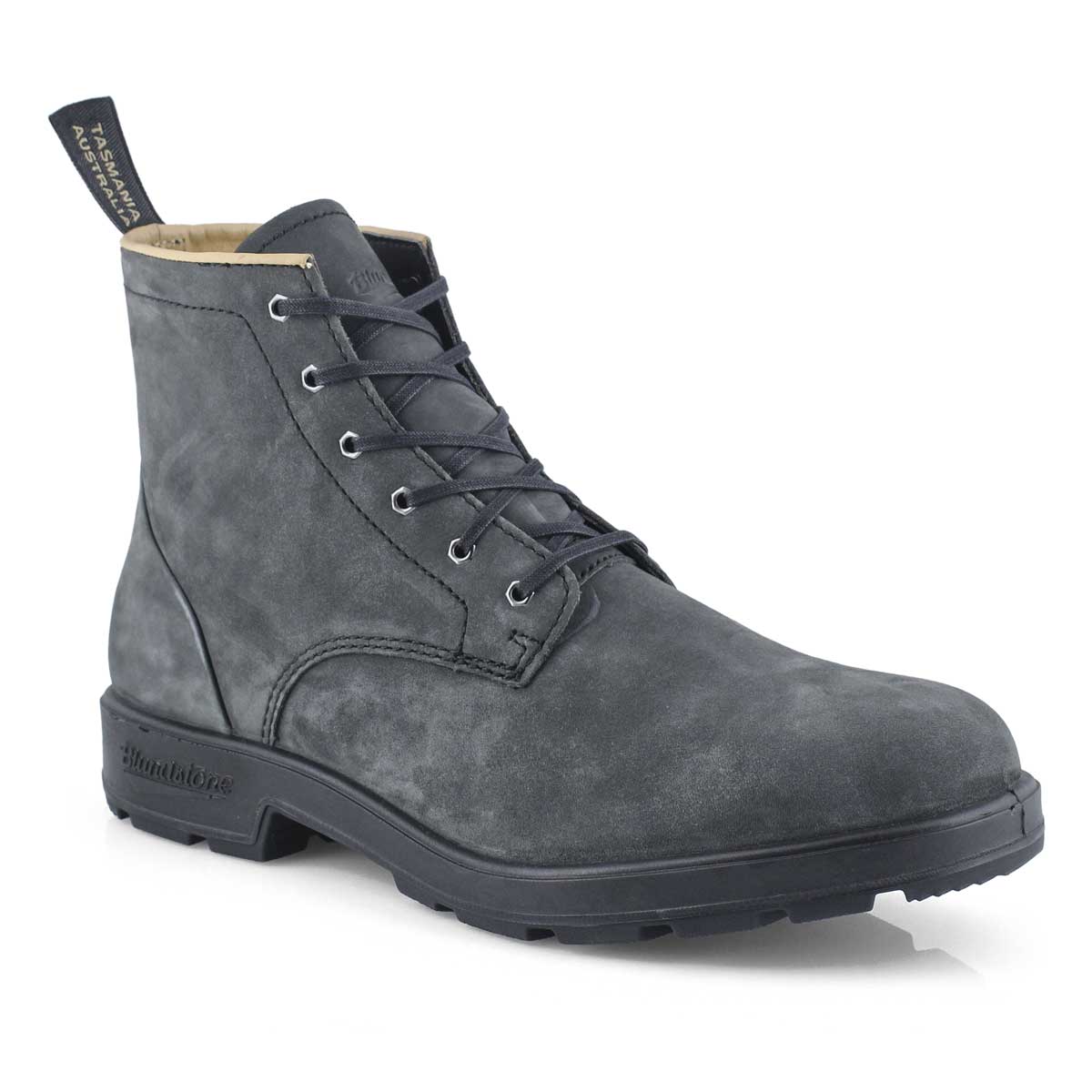 Mns Lace Up rustic blk ankle boot