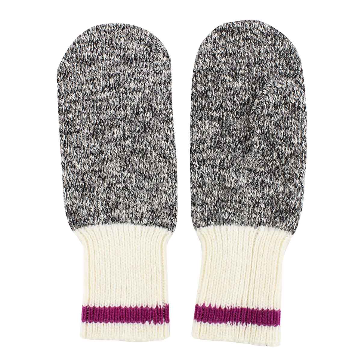 Lds Duray marled grey/ pink mitten