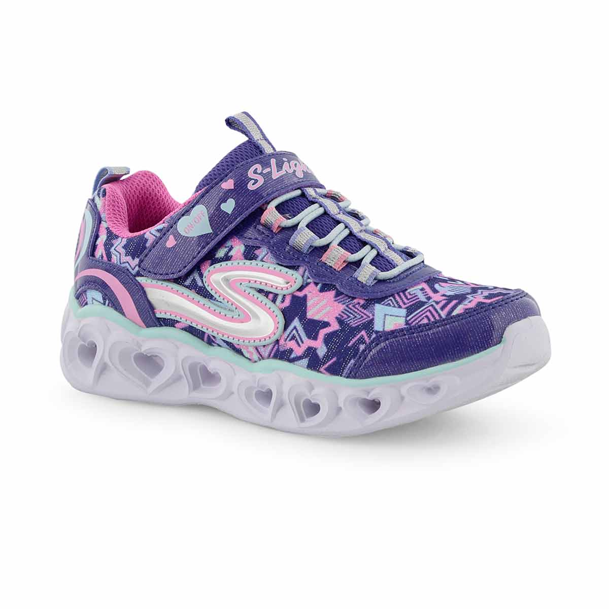 Grls Heart Lights ppl/mlti light up snkr