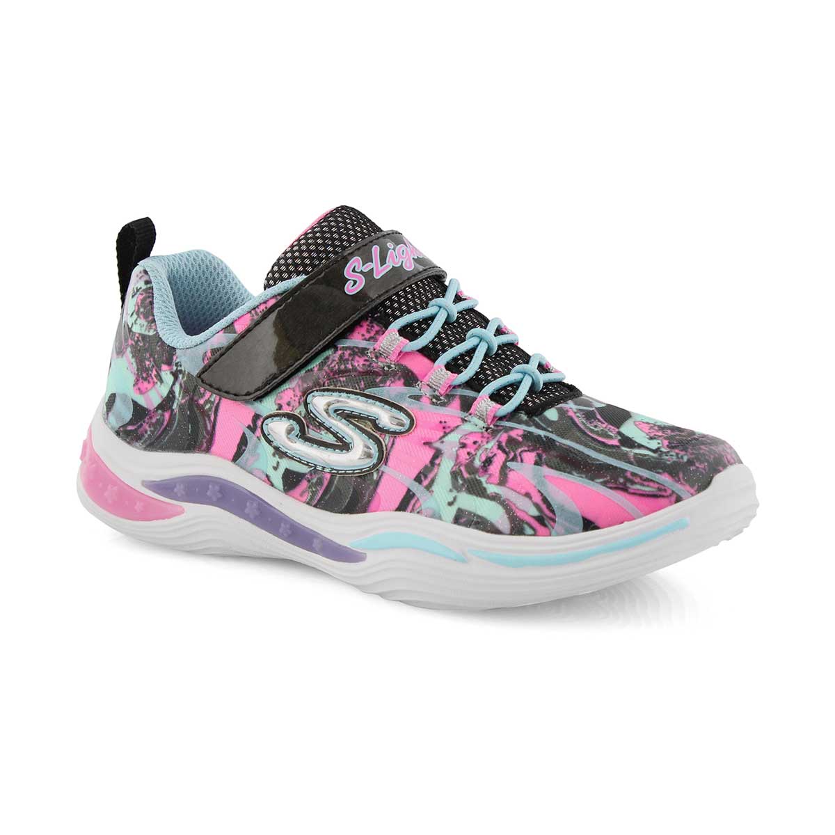 Grls Power Petals blk multi sneaker