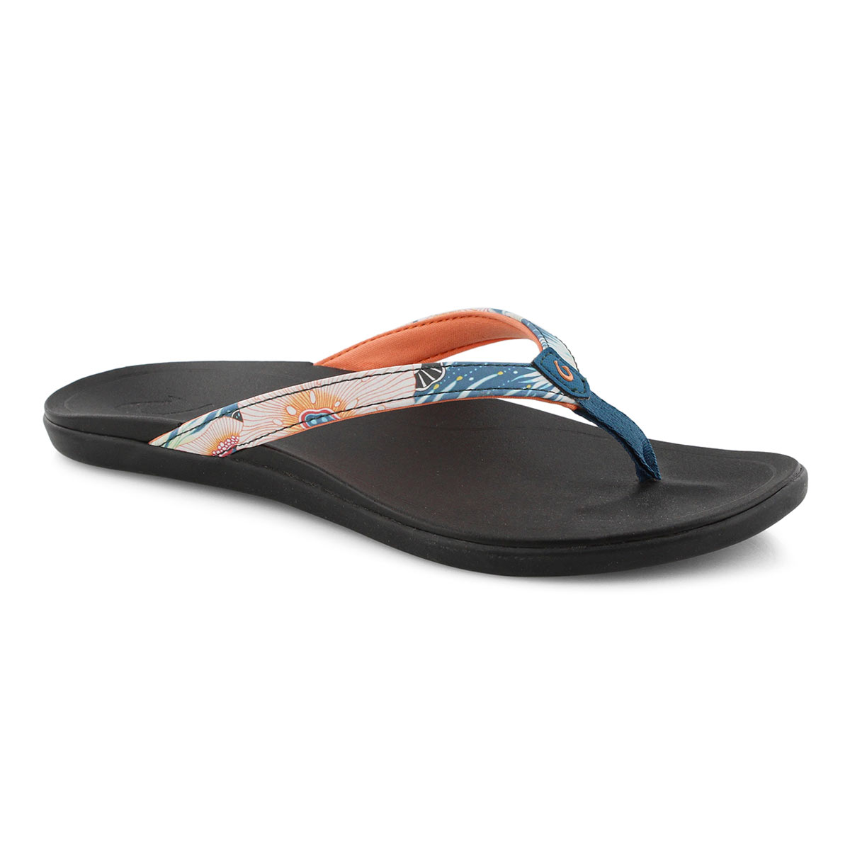 Lds Ho'Opio teal/coral/blk thong sandal