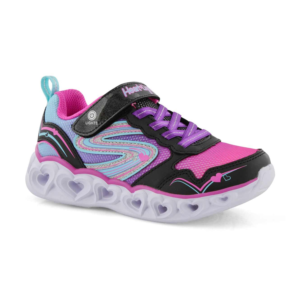 Grls Heart Lights blk/mlti light up snkr