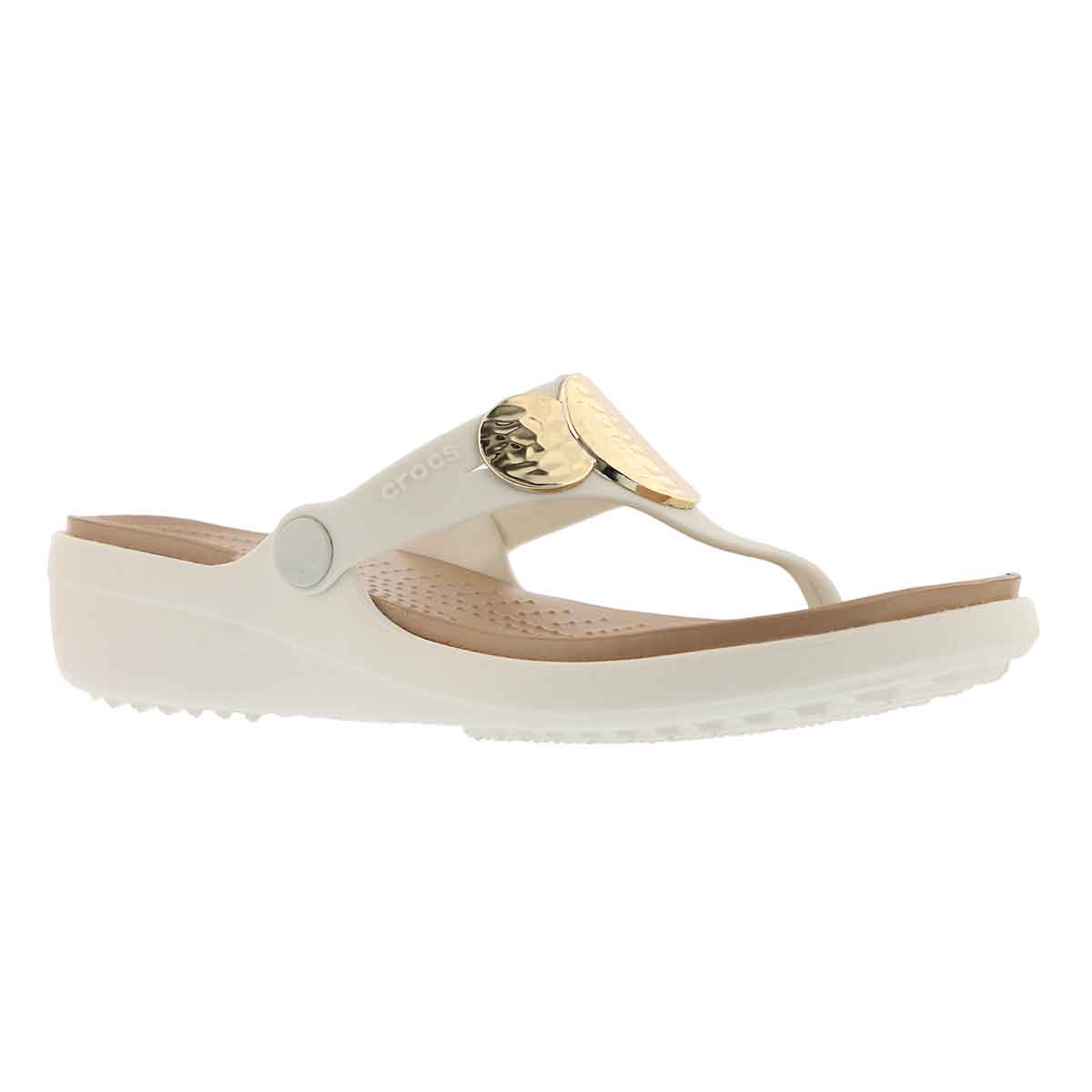Women's SANRAH EMBELLISHED oystr/gld wedges