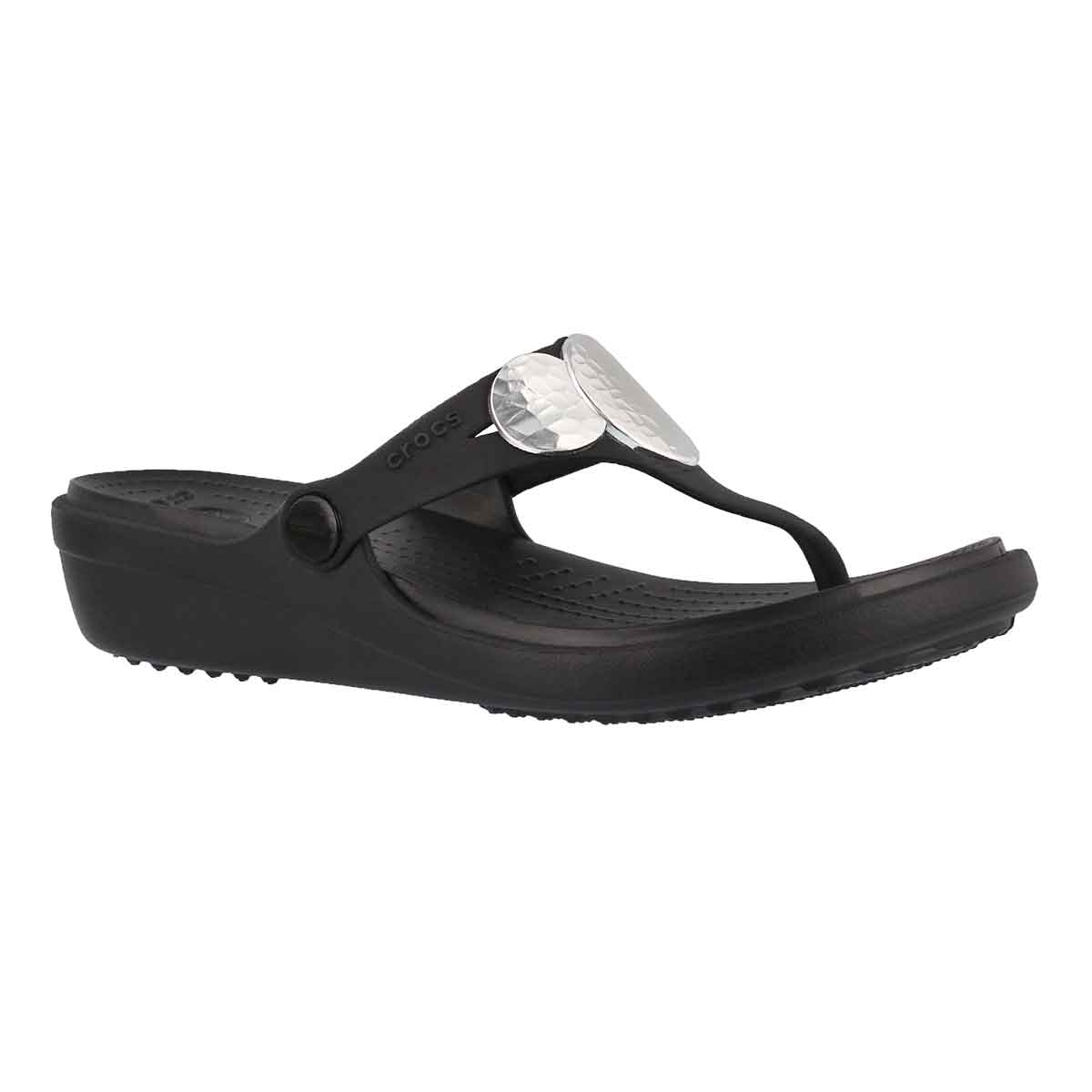 Lds Sanrah Embellished blk/slvr mtlc wdg