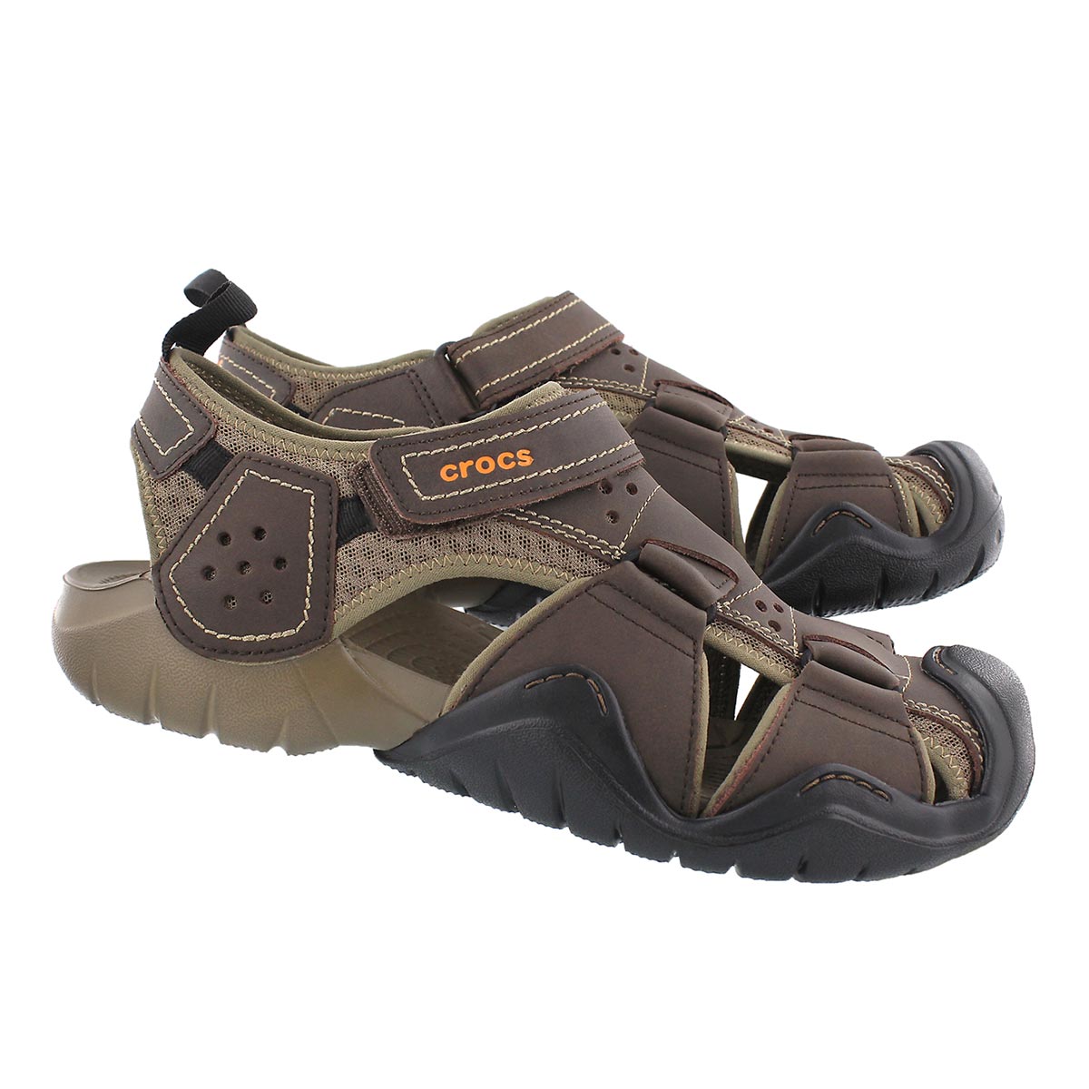 Crocs Men's Swiftwater Leather Fisherman Sandal | eBay