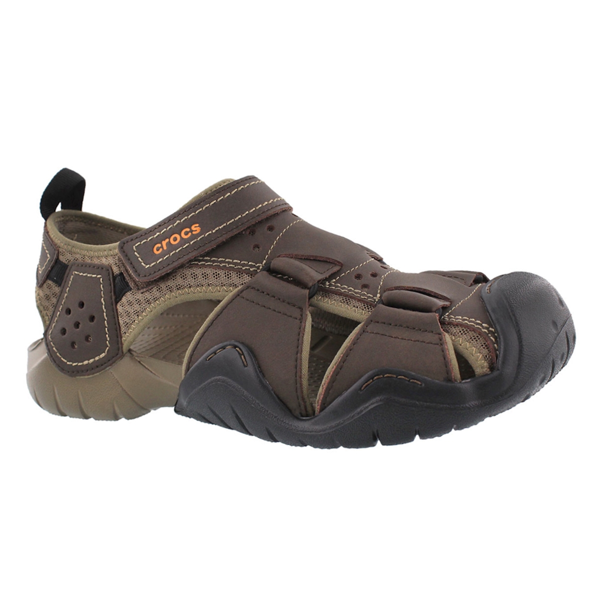 Crocs Men's Swiftwater Leather Fisherman Sandal | eBay