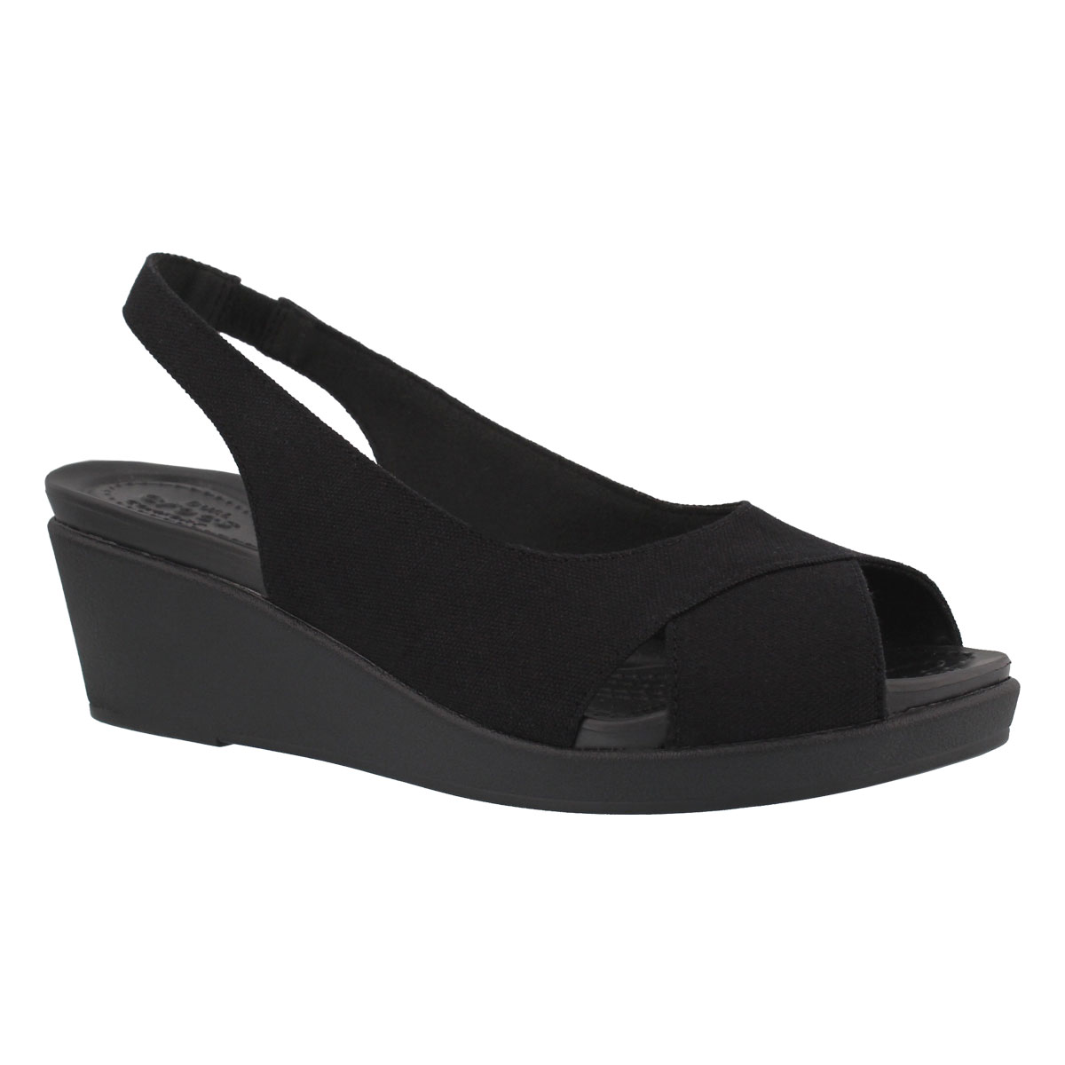 Lds Leigh Ann Slingback blk/blk wdg sndl