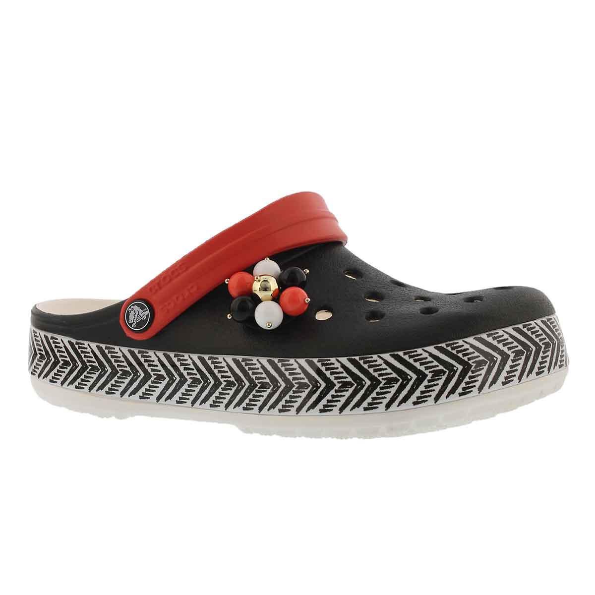 Women's DREW CROCBAND TRIBAL blk/wht clogs