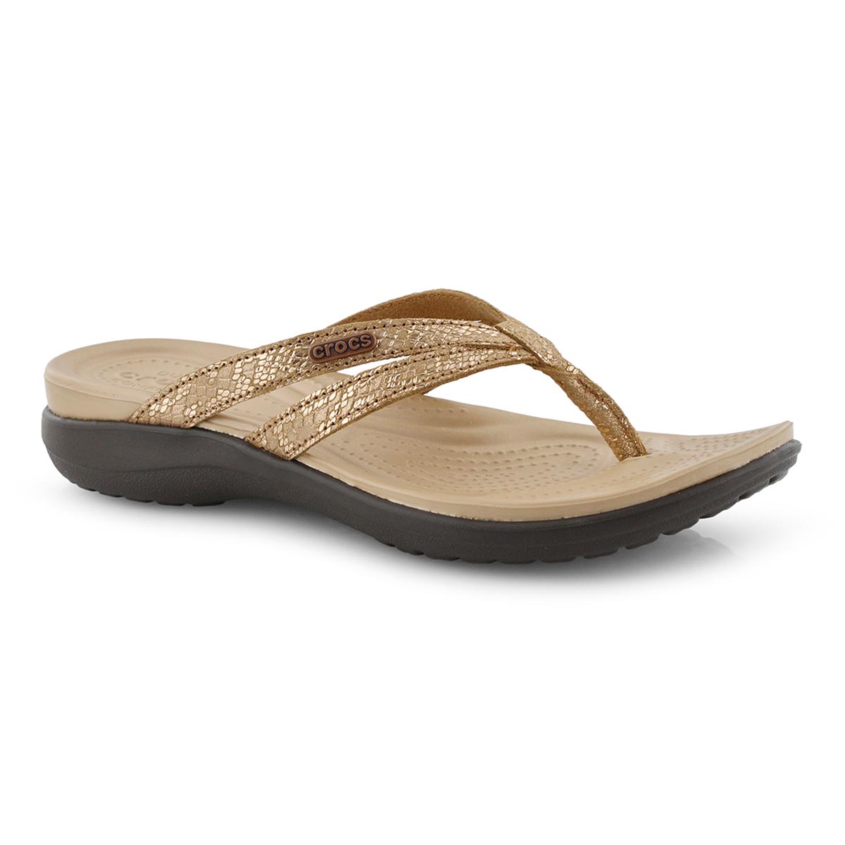 Lds Capri Strappy bronze thong sandal