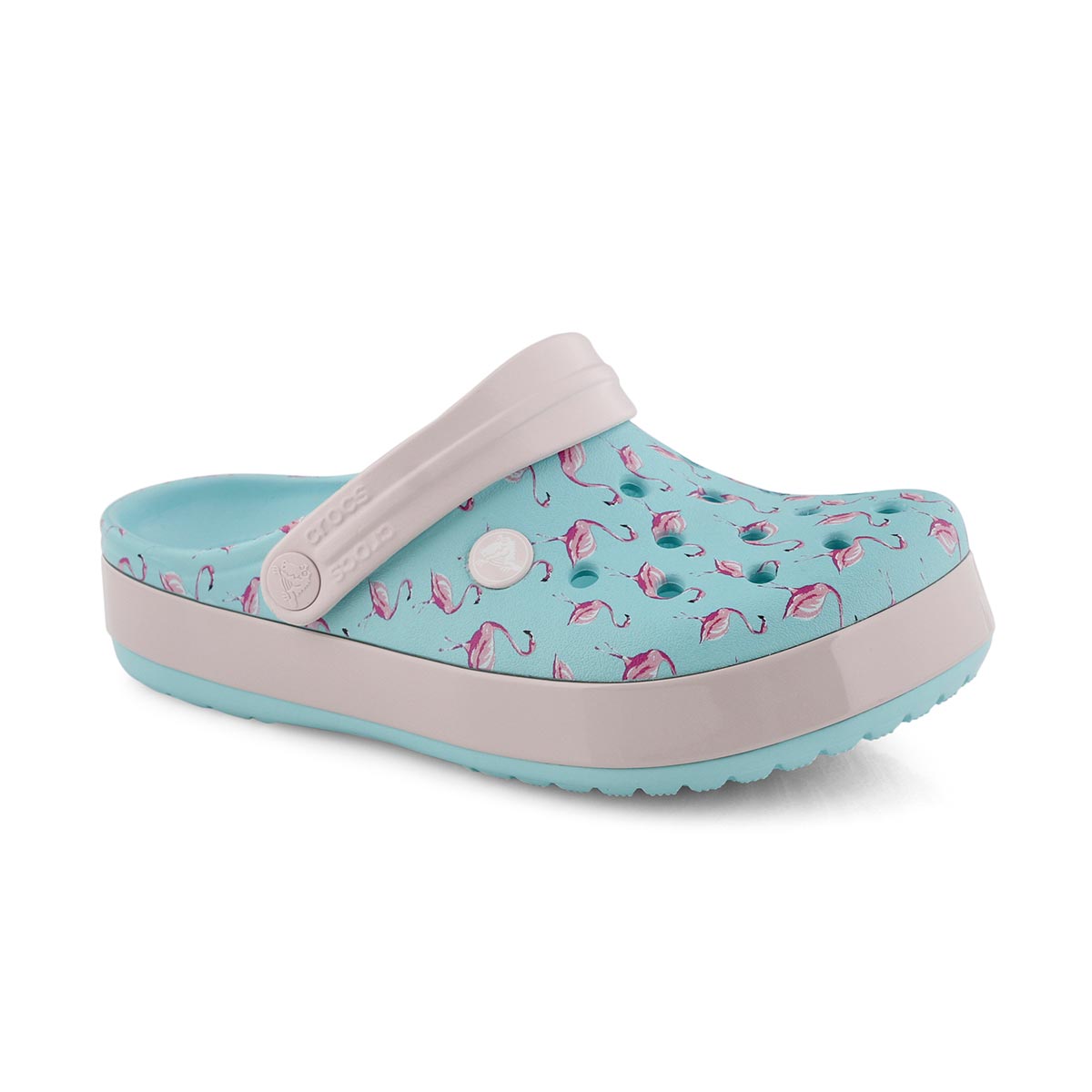 Grls CrocbandMltiGraphic ice blu EVAclog