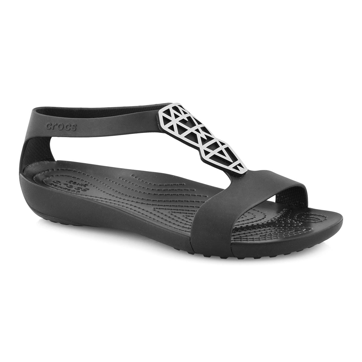 Lds Serena Embellish blk/slvr sandal