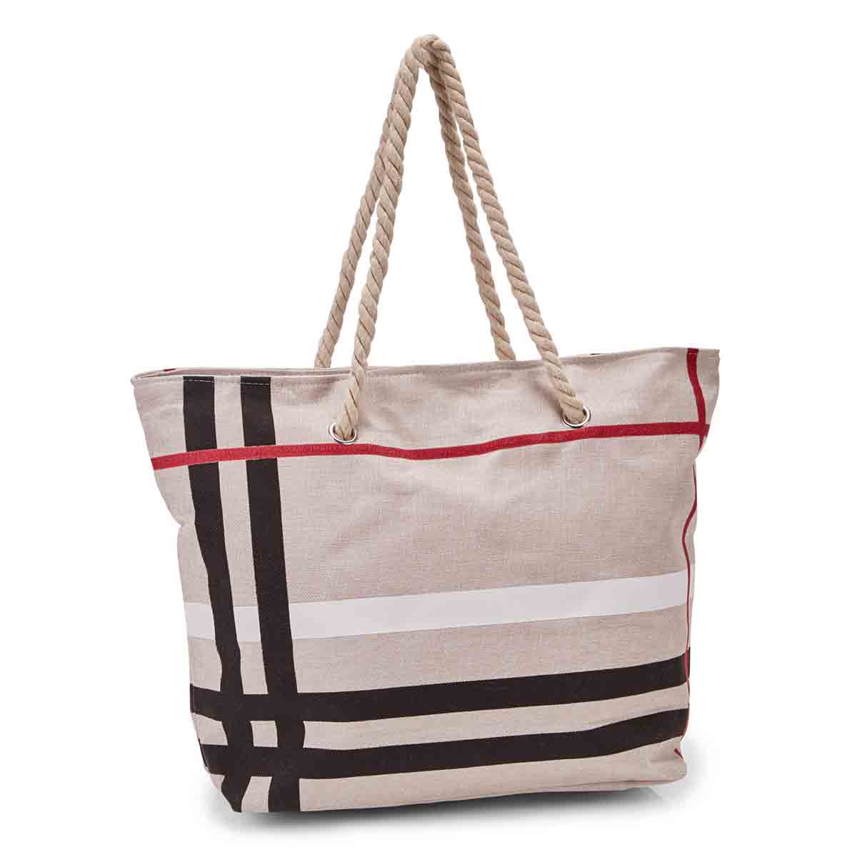 Women's beige canvas tote bag