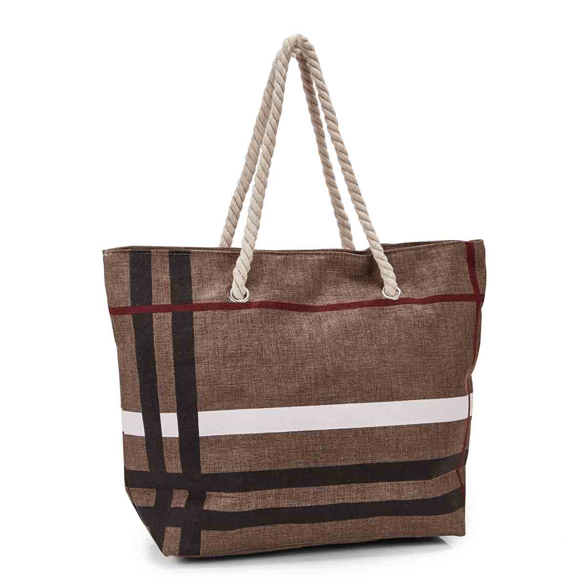 Women's camel canvas tote bag
