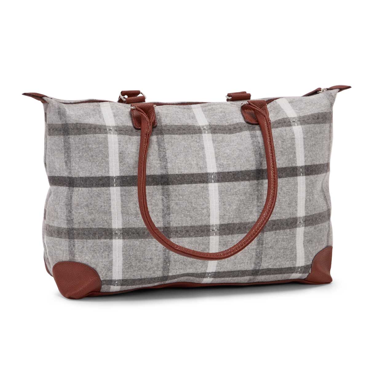 Lds grey large flannel tote bag