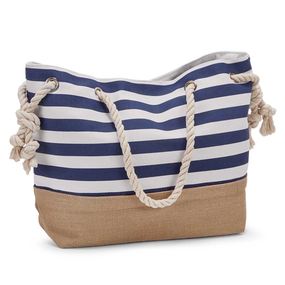 Women's navy & white stripe canvas tote bag