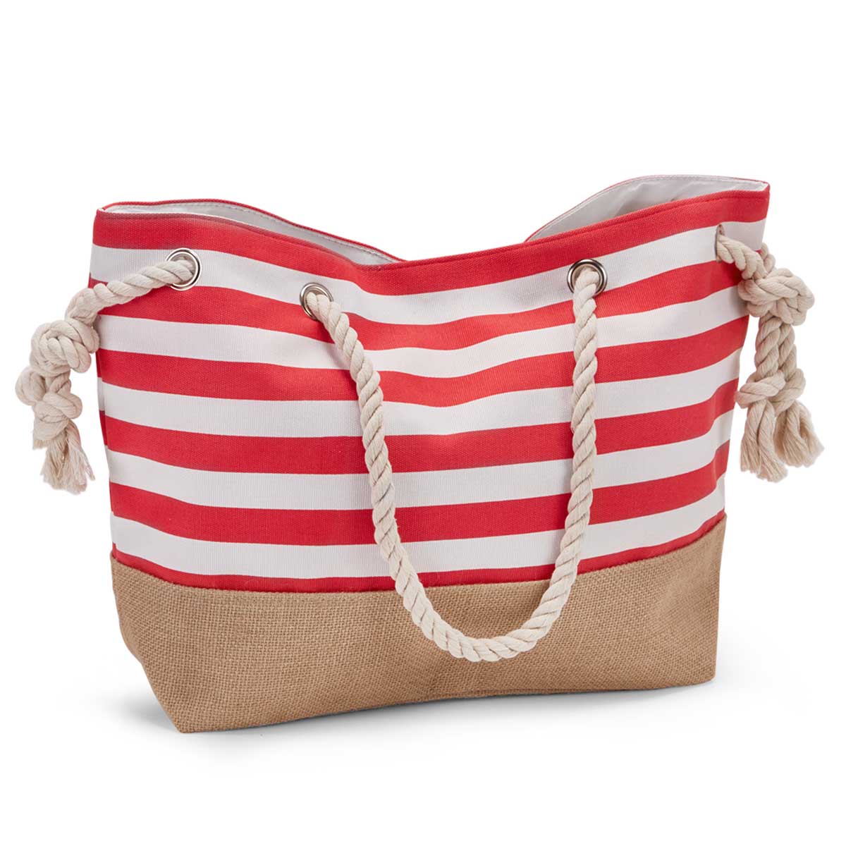 Lds red/wht large canvas tote bag