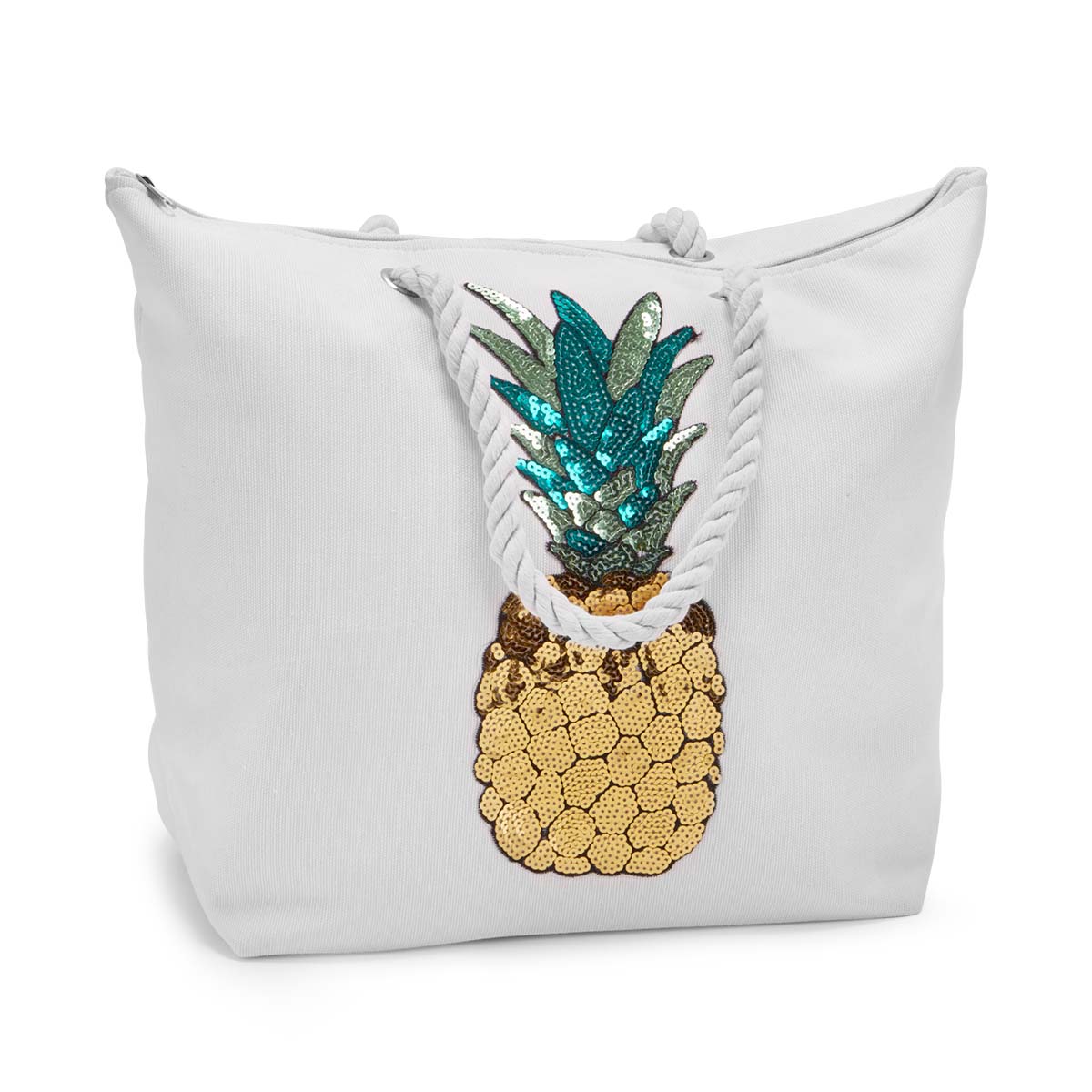 Women's white PINEAPPLE canvas tote bag