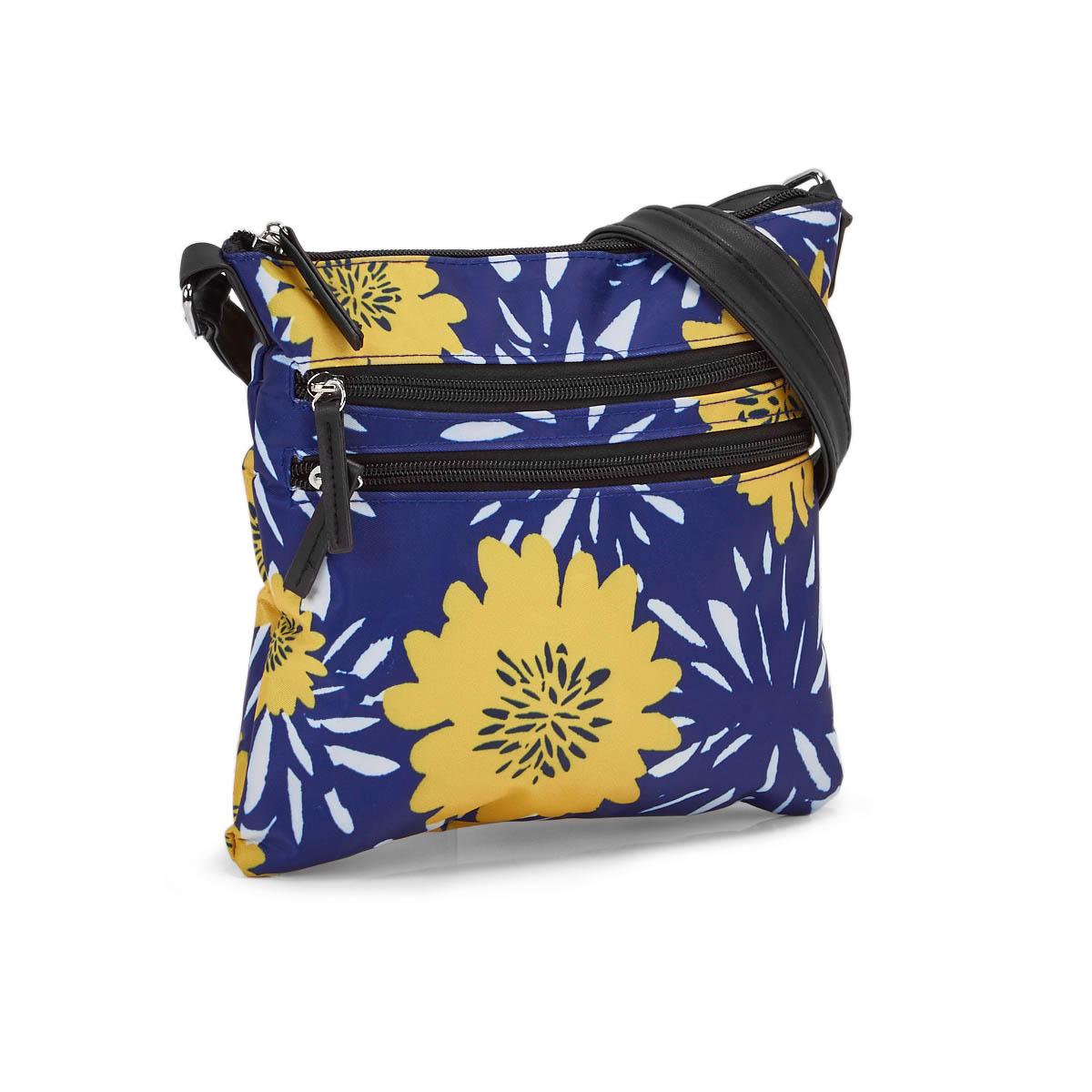 Lds blue/yellow flower cross body bag