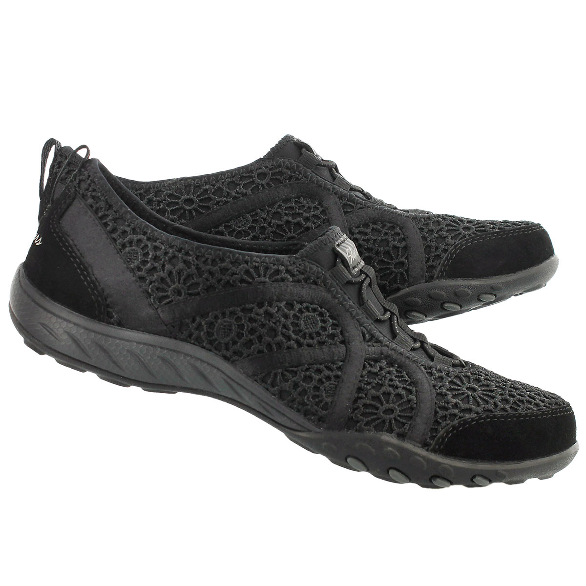 Lds Meadows black crochet bungee sneaker