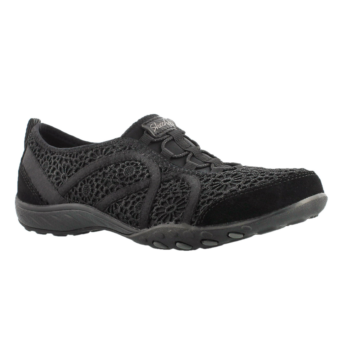 Lds Meadows black crochet bungee sneaker